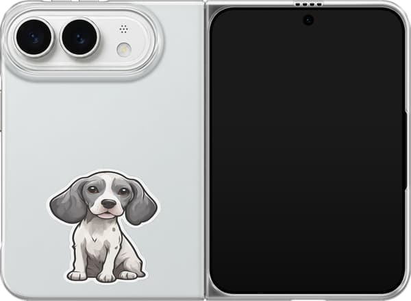 Kompatibelt Mobilskal till Apple iPhone Duo Gråvit beaglevalp - Grått motiv med gråvit beaglevalp. grå