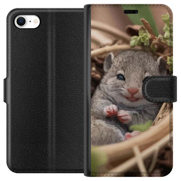 Apple iPhone 6 Plånboksfodral Råtta Leende Djurmotiv Stadsmotiv Urban Grafisk Design Populärt Roligt Motiv Art Stil