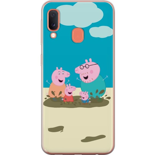 Samsung Galaxy A20e Genomskinligt Skal Greta Gris Familjen George Lerpöl Barnmotiv Serie Populär Barnkaraktär Glädje