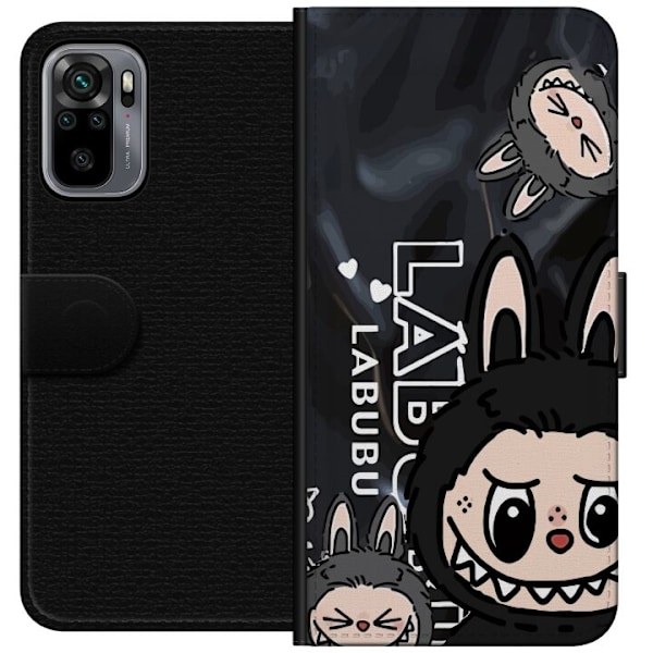 Xiaomi Redmi Note 10S Tegnebogsetui <nl>Labubu Black Energy - Sort mønster i gade stil