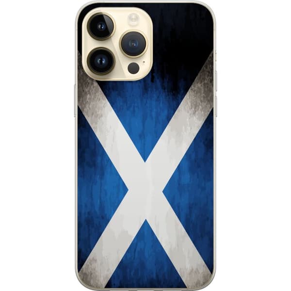 Kompatibelt Mobildeksel til Apple iPhone 14 Pro Max Skottlands flagg med grunge effekt og blå hvit design blå