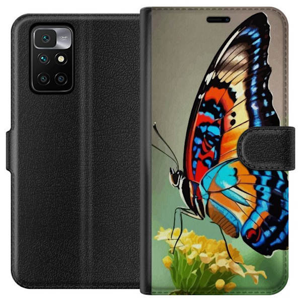 Xiaomi Redmi 10 Plånboksfodral Fjäril Natur Sommar Motiv Vingar Färgstark Design Populär Dekor Grafiskt Exotiskt Tema
