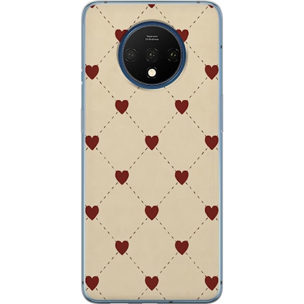 OnePlus 7T Genomskinligt Skal Heart Grid