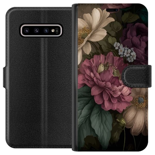 Kompatibelt Lommeboketui til Samsung Galaxy S10+ Blomster