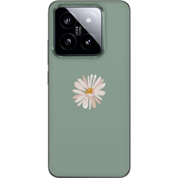 Xiaomi 14 Läpinäkyvä kuori Vihreä Minimalikukka - tyylikäs kukka vihreällä taustalla