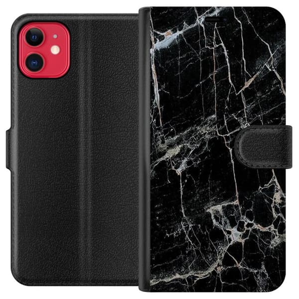 Kompatibel Tegnebogsetui til Apple iPhone 11 Sort marmor