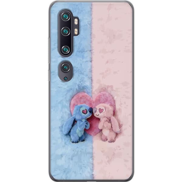 Kompatibelt Mobildeksel til Xiaomi Mi Note 10 Søte blå og rosa figurer foran et stort rosa hjerte rosa