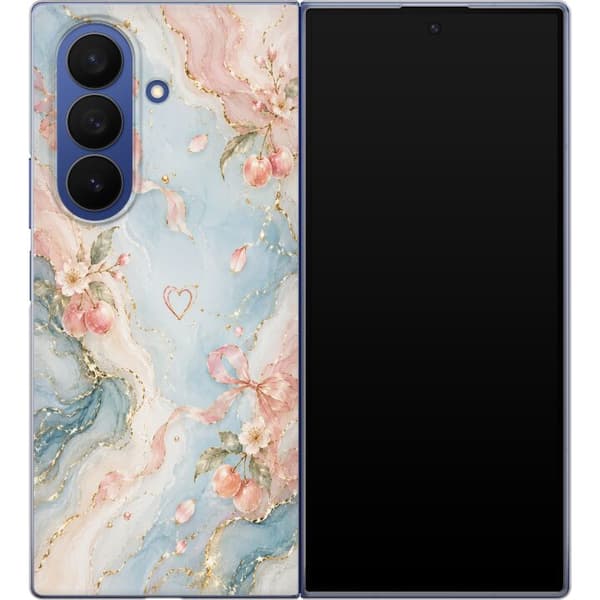 Kompatibelt Mobilskal till Samsung Galaxy Z Fold7 Blomstermarmor blå