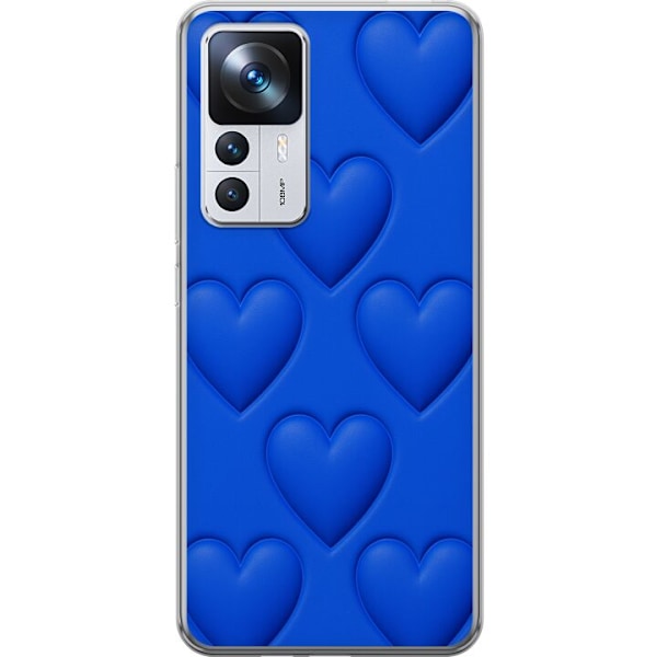 Xiaomi 12T Pro Gennemsigtig cover Blå Hjerter