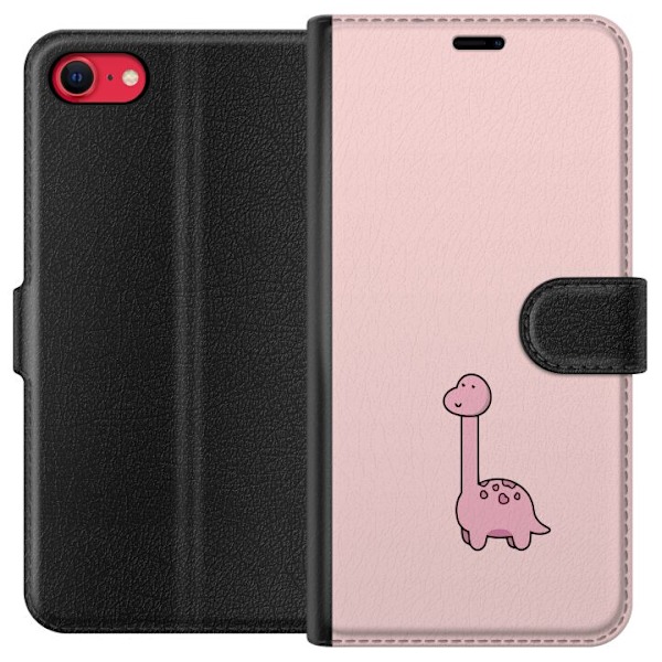 Apple iPhone 16e Lommeboketui Rosa dinosaur