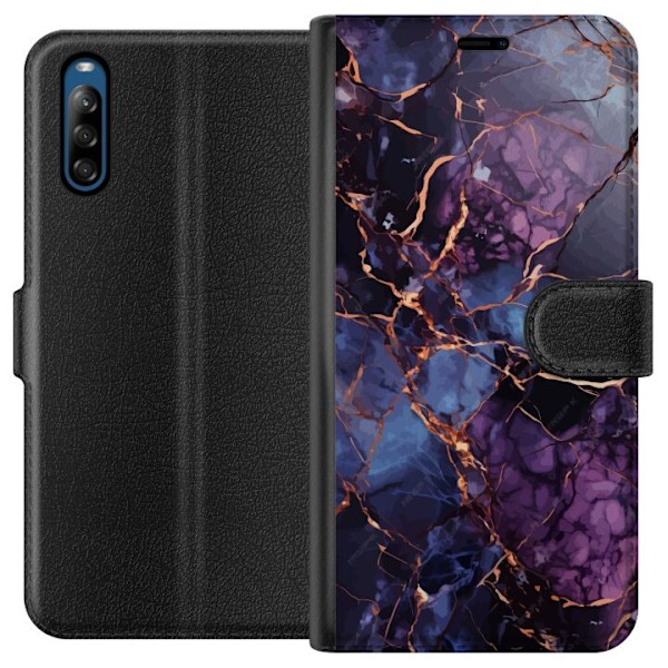 Sony Xperia L4 Plånboksfodral Marmor Blå Lila