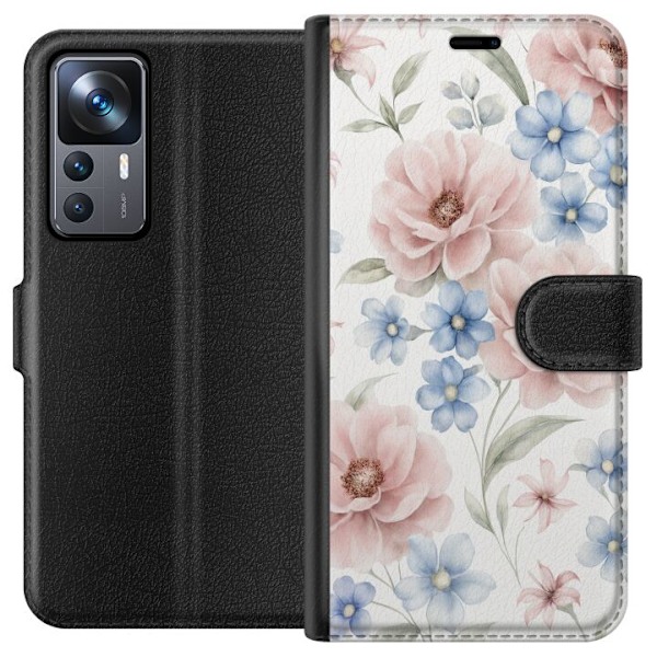 Xiaomi 12T Tegnebogsetui Romantiske blomster