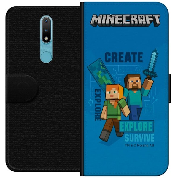 Nokia 2.4 Tegnebogsetui Minecraft Huler