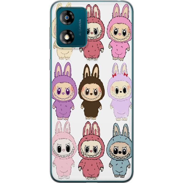 Motorola Moto E13 Gennemsigtig cover Labubu Pink Monster - Pop