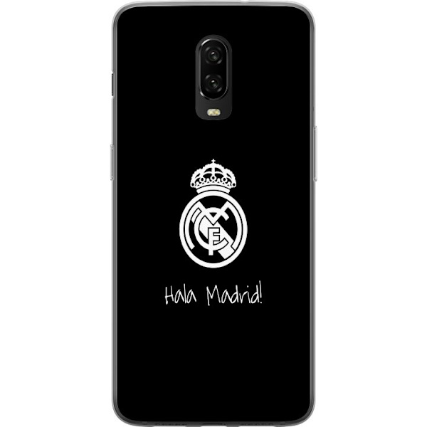 OnePlus 6T Läpinäkyvä kuori Real Madrid Emblem Jalkapallo Ylpeys Valkoinen Kulta Seuramerkki Mestarit La Liga Fanit Ikoninen Urheilu