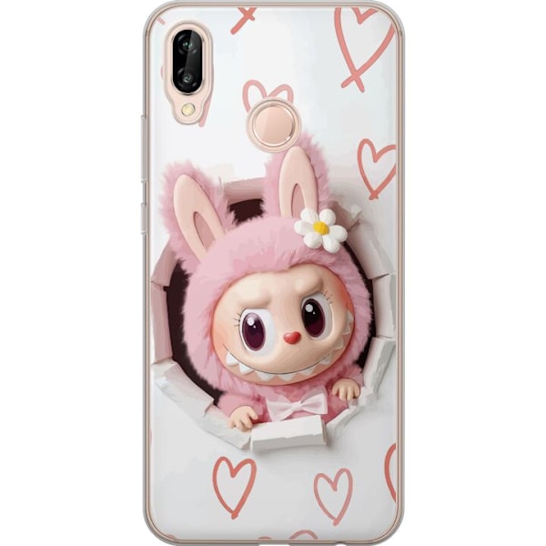 Huawei P20 lite Läpinäkyvä kuori Labubu Sydän Taustakuva Pop Mart Rakkausteema Hahmodesign Suosittu Motiivi Keräilytaideteossarja