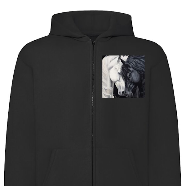 Zip-Hoodie | Hættetrøje med Lynlås til Voksne Hesten i kær sort XL