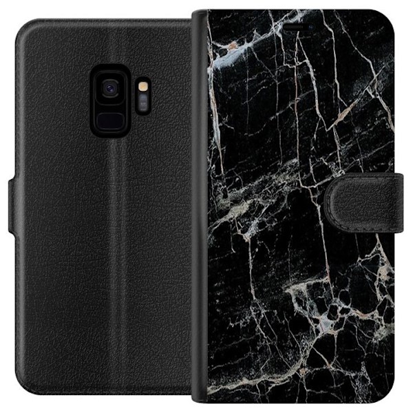 Samsung Galaxy S9 Tegnebogsetui Sort marmor
