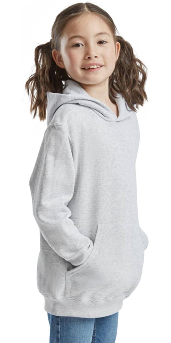Barn Hoodie Grå 7-8 År Stor blåvit lejoncirkel bland kraftiga blå blixtar och blå spegling grå 7-8 År
