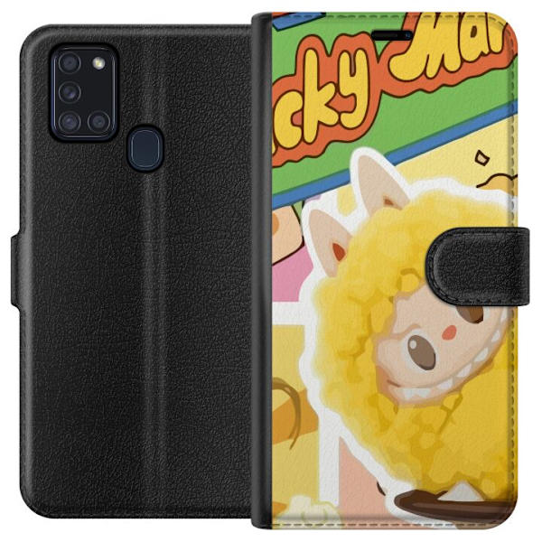Samsung Galaxy A21s Lompakkokotelo Labubu Wacky Mart Pop Mart -sarjan keräilyfiguuri Söpö Muotoilu Suosittu Teemalelu Sarja Luova Taidelelu