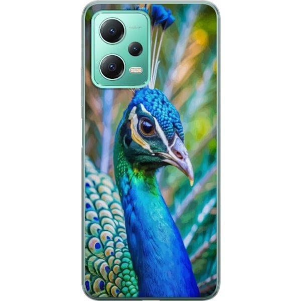Xiaomi Redmi Note 12 Genomskinligt Skal Påfågel Fjädrar Färgstark Design Fågelmotiv Exotiskt Grafiskt Motiv Natur Lyxig Dekoration