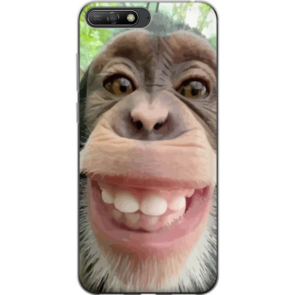 Huawei Y6 (2018) Läpinäkyvä kuori Simpanssi Selfie Rauhallinen Graafinen Suunnittelu Apinan Aihe Suosittu Urban Art Tyyli