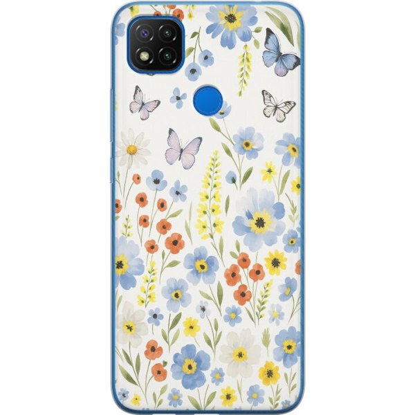 Xiaomi Redmi 9C NFC Genomskinligt Skal Sommarblommor