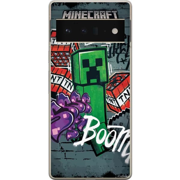 Kompatibelt Mobildeksel til Google Pixel 6 Pro Grønn blokkfigur med dynamitt, graffitidetaljer og mørk urban bakgrunn grønn