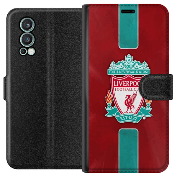 OnePlus Nord 2 5G Tegnebogsetui Liverpool FC - Klassisk Fodboldstolthed i Rødt