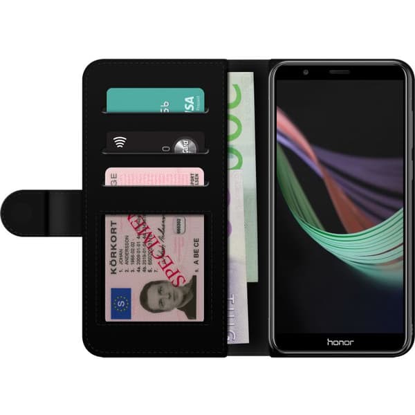 Kompatibel Tegnebogsetui til Huawei P smart Star Wars-logo med hyperspace-stjerner i ikonisk sci-fi-design sort