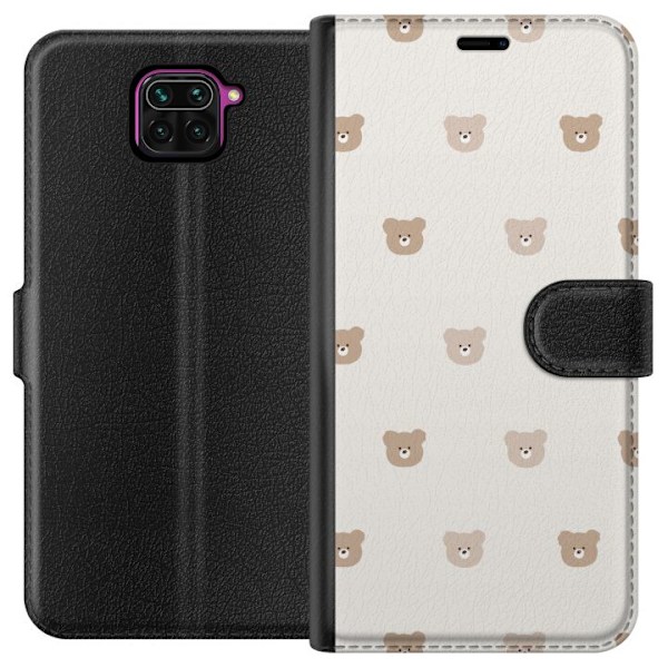 Xiaomi Redmi Note 9 Lompakkokotelo Teddy-tausta - söpöt teddykarhut pehmeällä taustalla