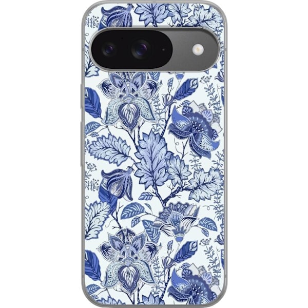 Google Pixel 9 Pro Gennemsigtig cover Blomster Blå...