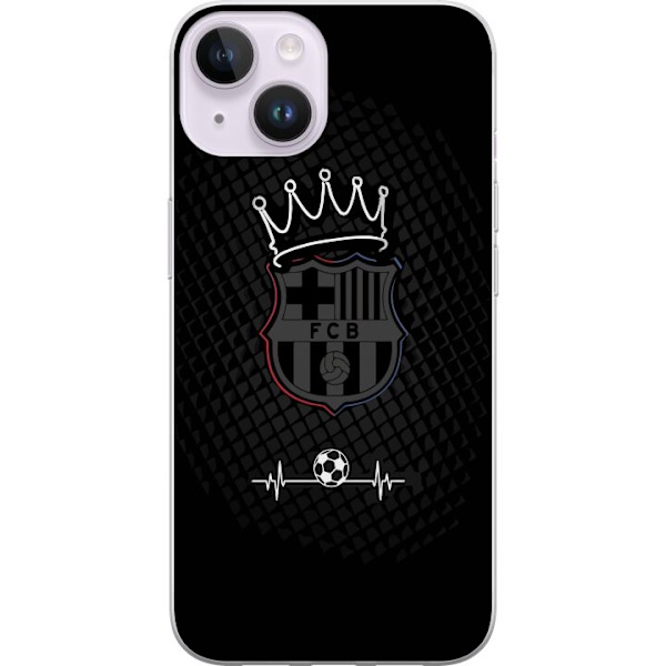 Apple iPhone 15 Gennemsigtig cover FC Barcelona Emblem Fodboldmotiv Blå Rød Klubmærke Catalonien La Liga Fans Populært Ikonisk