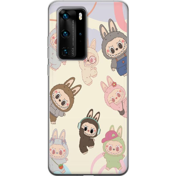 Huawei P40 Pro Genomskinligt Skal Labubu Pop Mart Kollektion Motiv Figur Samling Design Populärt Art Toy Pop Mart Kreativ Grafiskt