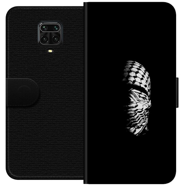 Xiaomi Redmi Note 9 Pro Tegnebogsetui Keffiyeh-mønster - klassisk sort-hvid palæstinensisk tørklæde med kulturel betydning