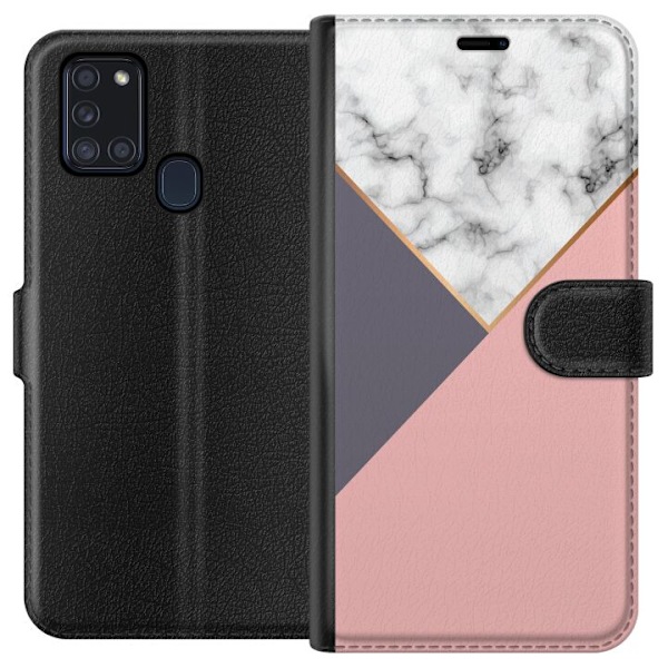Samsung Galaxy A21s Tegnebogsetui Marmor Skæring