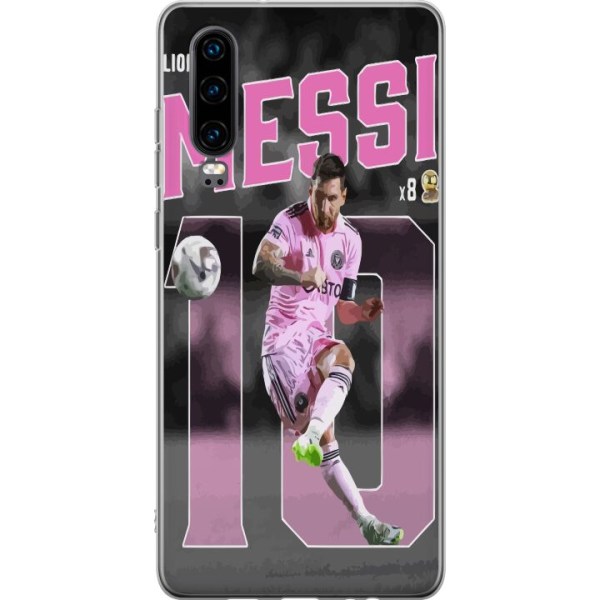 Huawei P30 Genomskinligt Skal Lionel Messi - Rosa