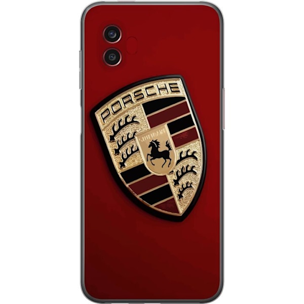 Samsung Galaxy Xcover6 Pro Genomskinligt Skal Mobilskal med stilren Porce logotyp i svartvitt