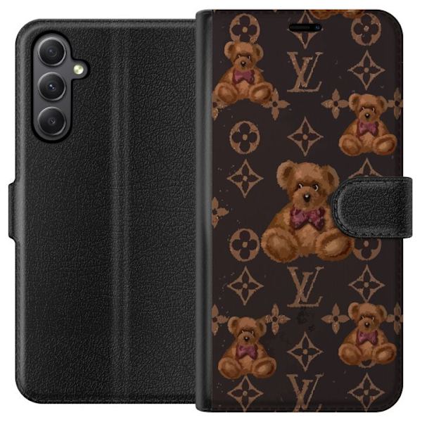 Samsung Galaxy A24 4G Plånboksfodral Louis Vuitton Teddy Bear Mönster Lyx Mode Design Populärt Motiv Fashion Trend Lyxiga Accessoarer