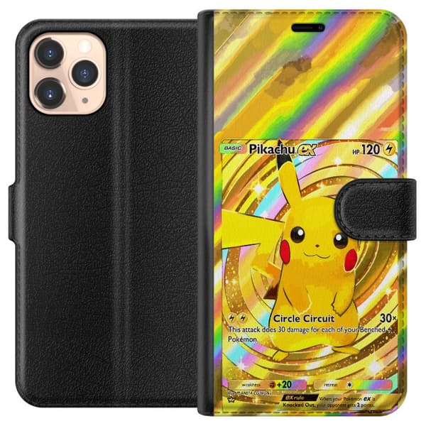 Kompatibel Tegnebogsetui til Apple iPhone 11 Pro Gyldne Pikachu EX-samlerkort med regnbueeffekter guld