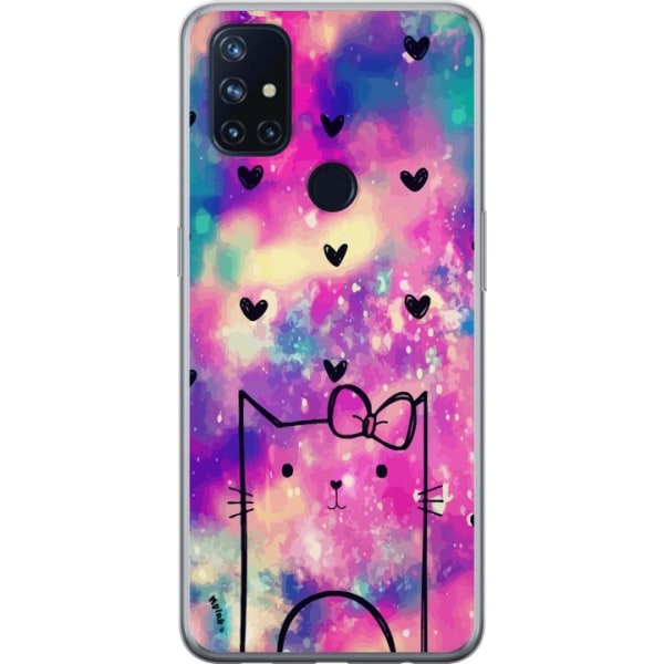 OnePlus Nord N10 5G Gennemsigtig cover  Kat med hjerter