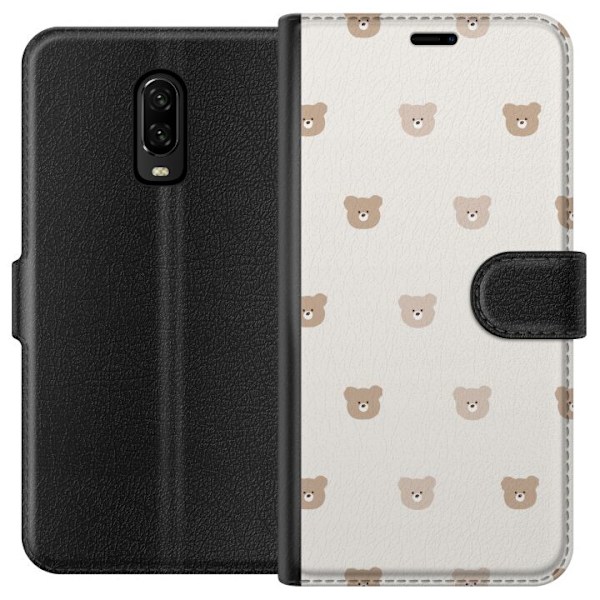 OnePlus 6T Lompakkokotelo Teddy-tausta - söpöt teddykarhut p