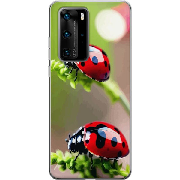 Huawei P40 Pro Genomskinligt Skal Nyckelpiga Insekt Lycka Symbol Naturmotiv Populärt Grafiskt Motiv Dekoration Sommar Tur
