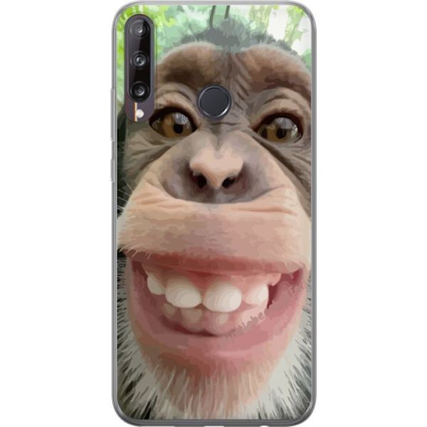 Huawei P40 lite E Läpinäkyvä kuori Simpanssi Selfie Rauhallinen Graafinen Suunnittelu Apinan Aihe Suosittu Urban Art Tyyli