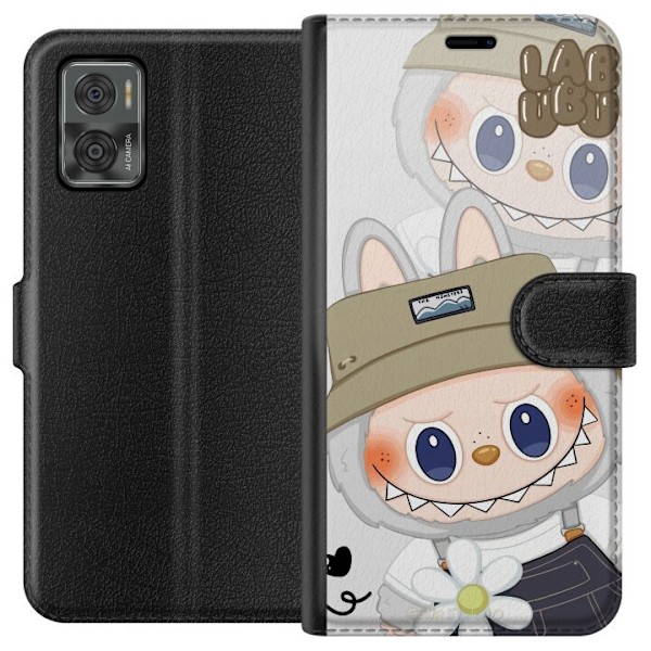 Motorola Moto E22i Tegnebogsetui Labubu Minimal Mood - Enkel og stilren monsterdesign