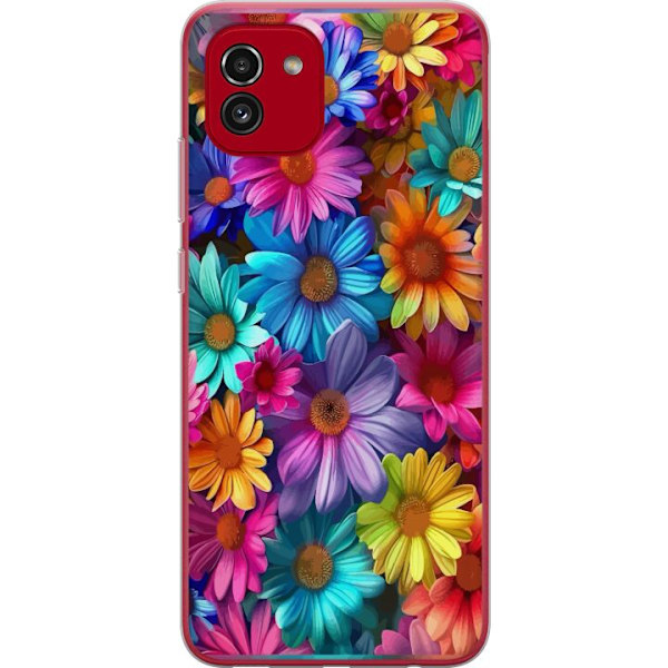 Samsung Galaxy A03 Genomskinligt Skal Gerbera Blommor Färgglad Dekor Blommotiv Populärt Heminredning Färg Rik Väggkonst Design