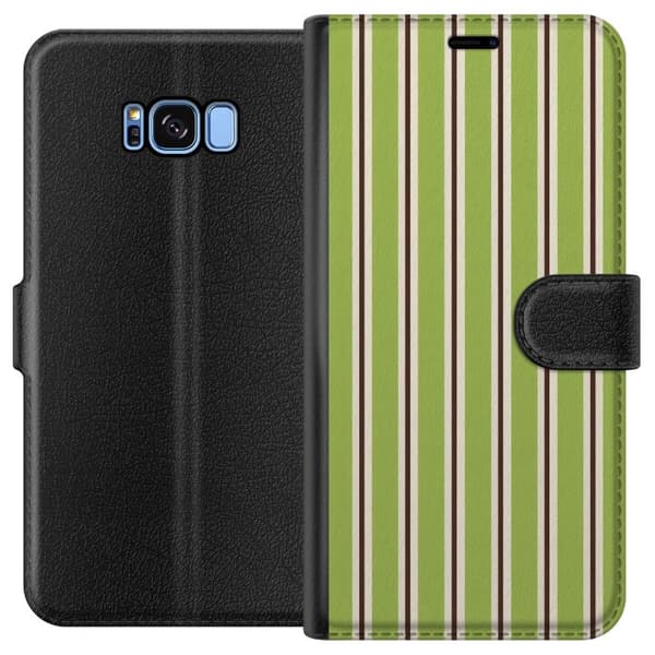 Kompatibelt Lommeboketui til Samsung Galaxy S8 Matcha Stripe grønn