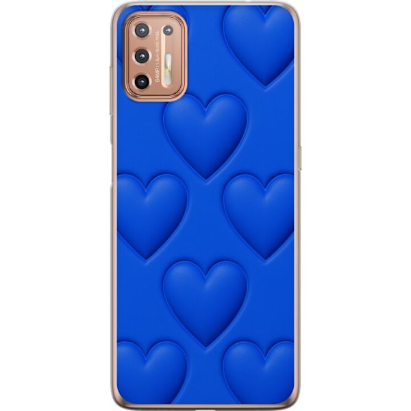 Motorola Moto G9 Plus Läpinäkyvä kuori Siniset Sydämet