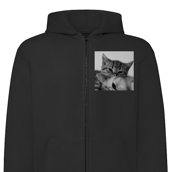 Zip-Hoodie | Huvtröja med Dragkedja för Vuxna Katt Hjärta svart M