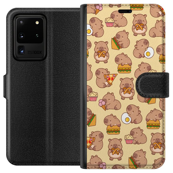 Samsung Galaxy S20 Ultra Plånboksfodral Kawaii capybara mobilskal med flera söta figurer